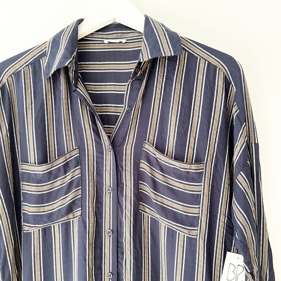 BNWT B.P. Navy Striped Button Down - Picture 5 of 8